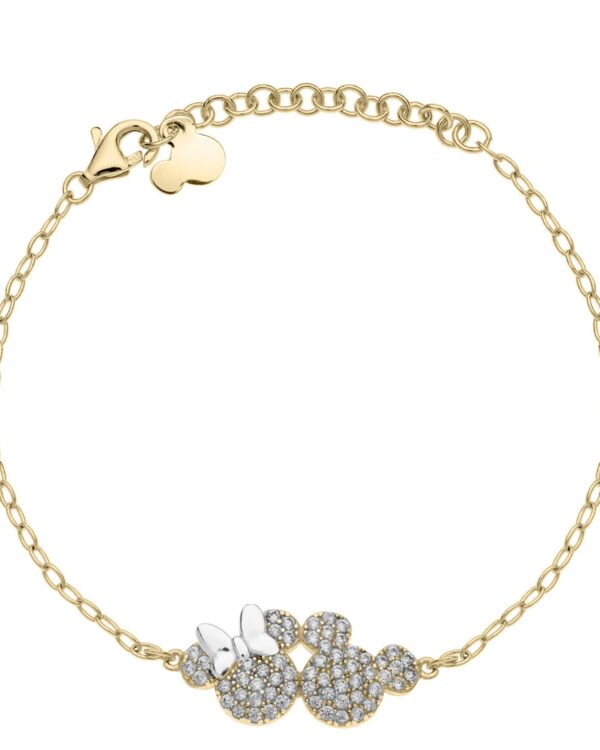 Pozłacana bransoletka Disney Mickey & Minnie – srebro 925 i cyrkonie – BigDIAMOND Kraków