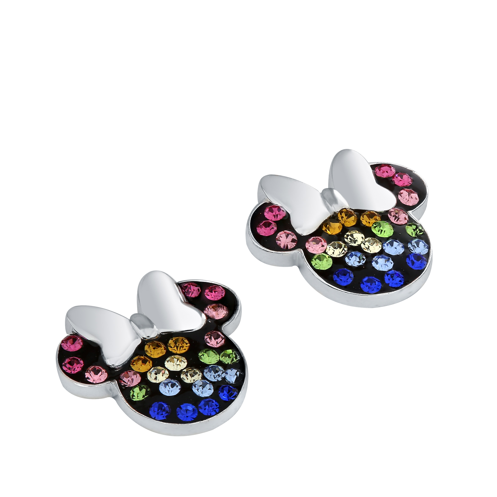 Kolczyki Disney Mickey Minnie srebro 925 – tęczowe cyrkonie – BigDIAMOND Jubiler Kraków