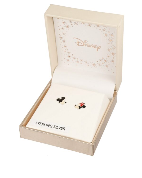 Srebrne dziecięce kolczyki Minnie Mouse w eleganckim pudełku Disney