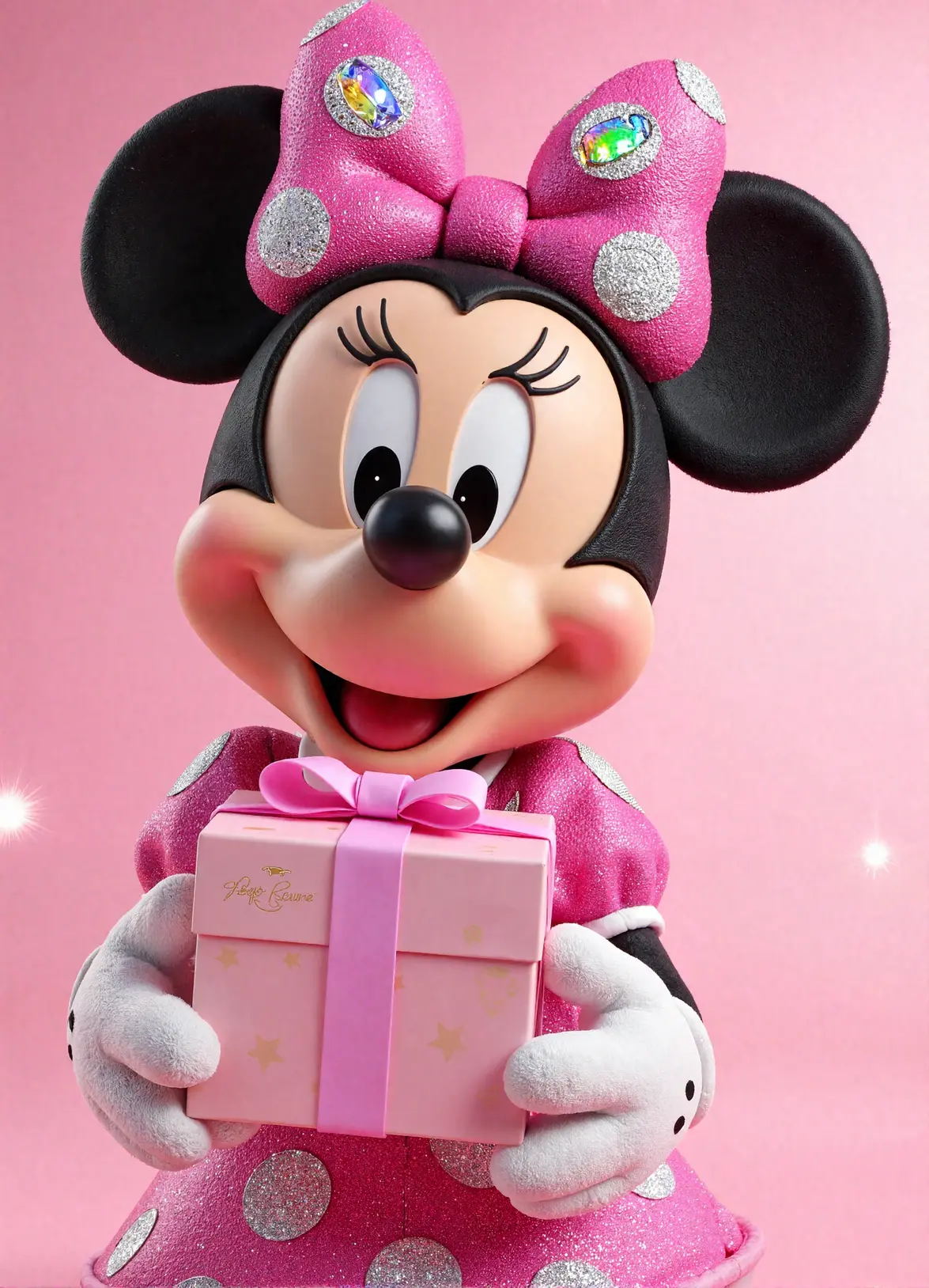 Minnie Mouse z kolczykami z tęczowymi kryształami – srebro 925 Disney