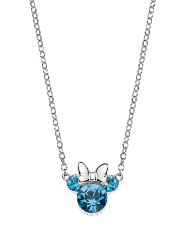 Naszyjnik Minnie Mouse Disney z niebieskimi kryształami Swarovski, wykonany ze srebra 925 – BigDIAMOND Kraków Starowiślna