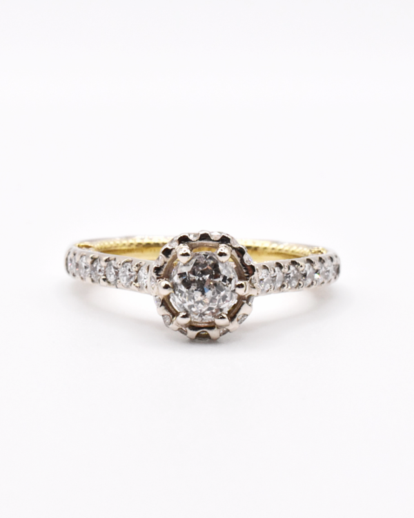 Ręcznie wykonany pierścionek z diamentami – białe i żółte złoto 585 – 1.52ct – BigDIAMOND Jubiler Kraków