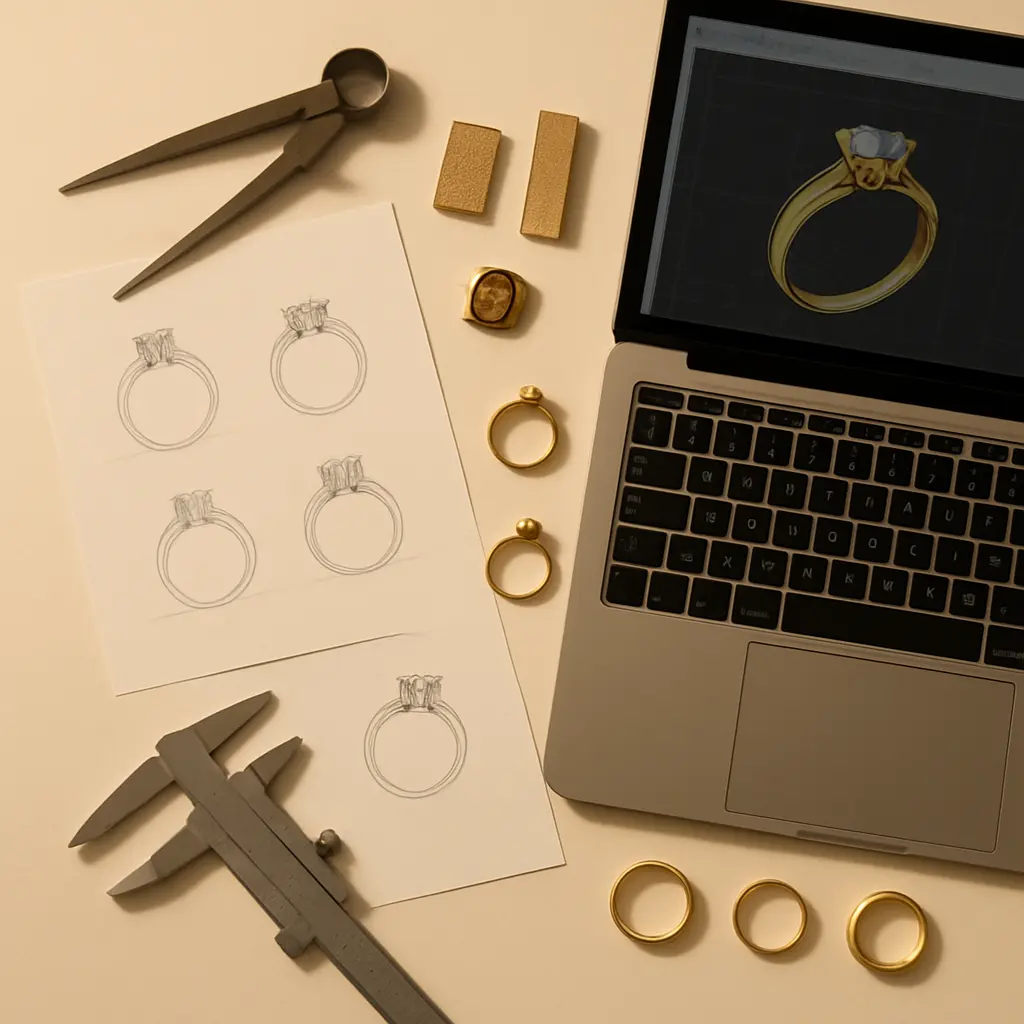 Proces projektowania obrączek na zamówienie – projekt 3D CAD, przymiarka i akceptacja