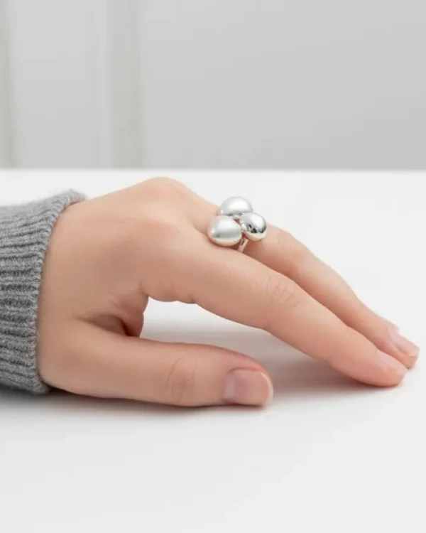 Srebrny pierścionek trzy kulki (bąbelki) minimalistyczny | BigDIAMOND Jubiler Krakow